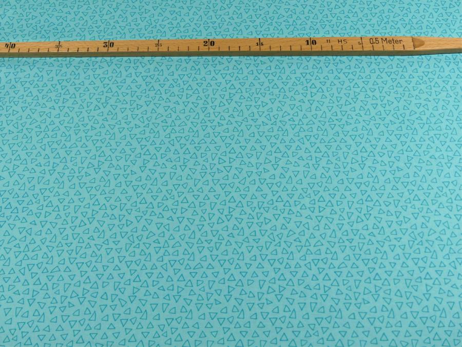 Preview: Basic Ton in Ton Dreiecke türkis petrol aqua Patchworkstoff Benartex mit Maß